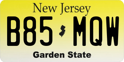 NJ license plate B85MQW