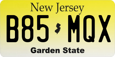 NJ license plate B85MQX