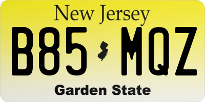 NJ license plate B85MQZ
