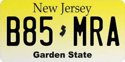 NJ license plate B85MRA