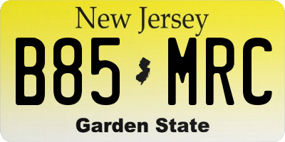 NJ license plate B85MRC