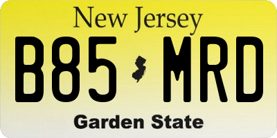 NJ license plate B85MRD