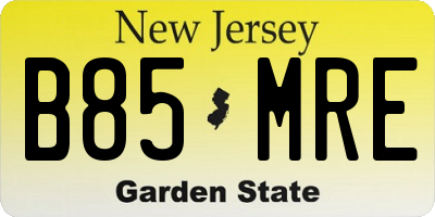 NJ license plate B85MRE