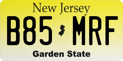 NJ license plate B85MRF