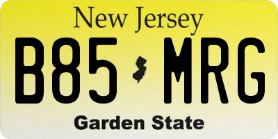 NJ license plate B85MRG