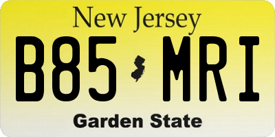 NJ license plate B85MRI