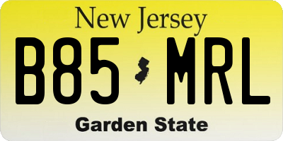 NJ license plate B85MRL