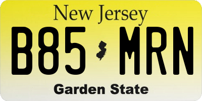 NJ license plate B85MRN
