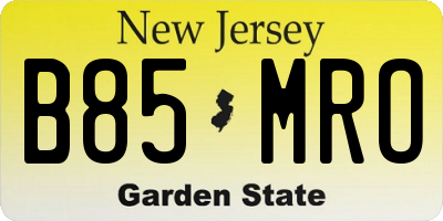 NJ license plate B85MRO