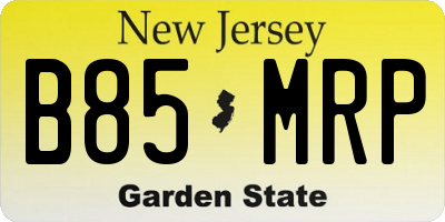NJ license plate B85MRP