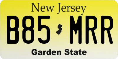 NJ license plate B85MRR