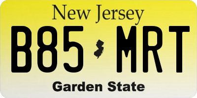 NJ license plate B85MRT