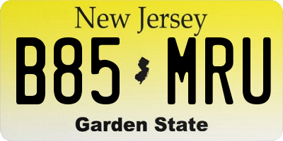 NJ license plate B85MRU