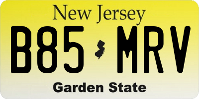 NJ license plate B85MRV