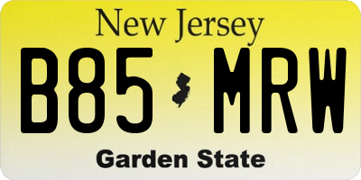 NJ license plate B85MRW
