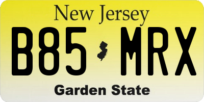 NJ license plate B85MRX