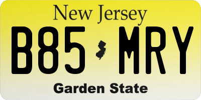 NJ license plate B85MRY