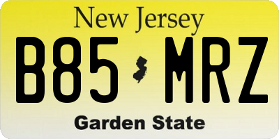 NJ license plate B85MRZ