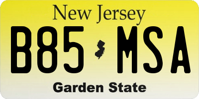 NJ license plate B85MSA