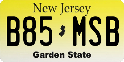 NJ license plate B85MSB