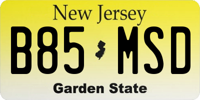 NJ license plate B85MSD