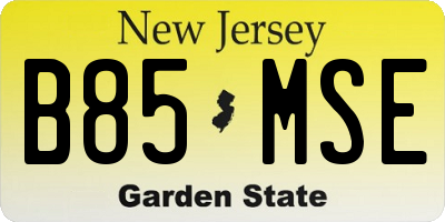 NJ license plate B85MSE