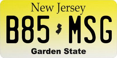 NJ license plate B85MSG