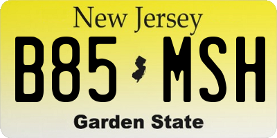 NJ license plate B85MSH