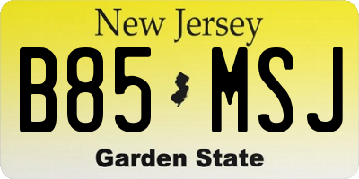 NJ license plate B85MSJ