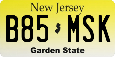 NJ license plate B85MSK