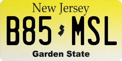 NJ license plate B85MSL