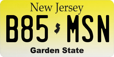 NJ license plate B85MSN