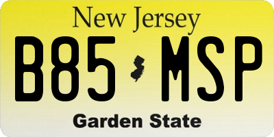 NJ license plate B85MSP