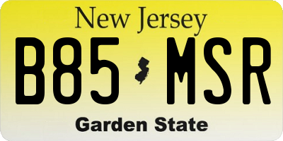 NJ license plate B85MSR
