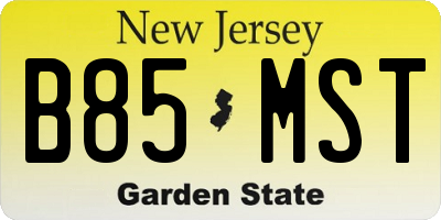 NJ license plate B85MST