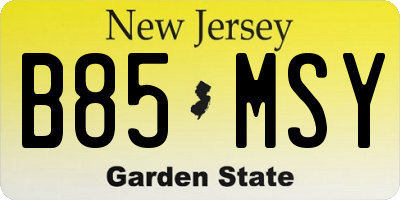 NJ license plate B85MSY