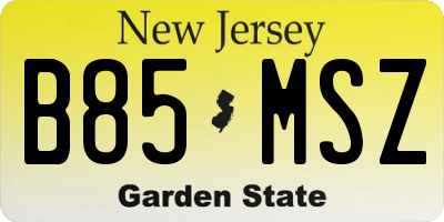 NJ license plate B85MSZ