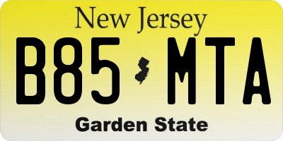 NJ license plate B85MTA