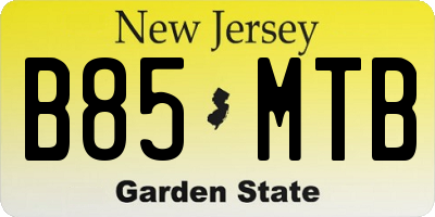 NJ license plate B85MTB