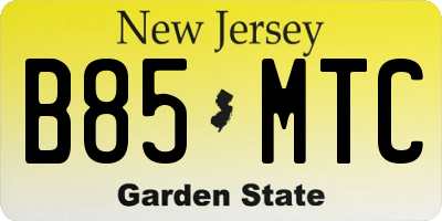 NJ license plate B85MTC