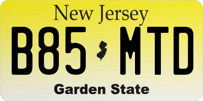 NJ license plate B85MTD