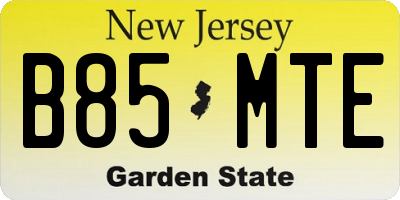 NJ license plate B85MTE