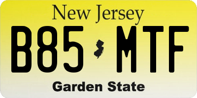 NJ license plate B85MTF