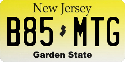 NJ license plate B85MTG