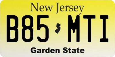 NJ license plate B85MTI