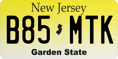 NJ license plate B85MTK