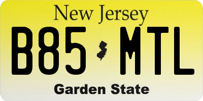 NJ license plate B85MTL