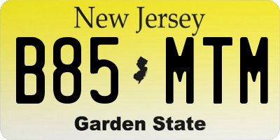 NJ license plate B85MTM