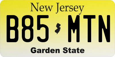 NJ license plate B85MTN