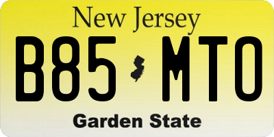 NJ license plate B85MTO